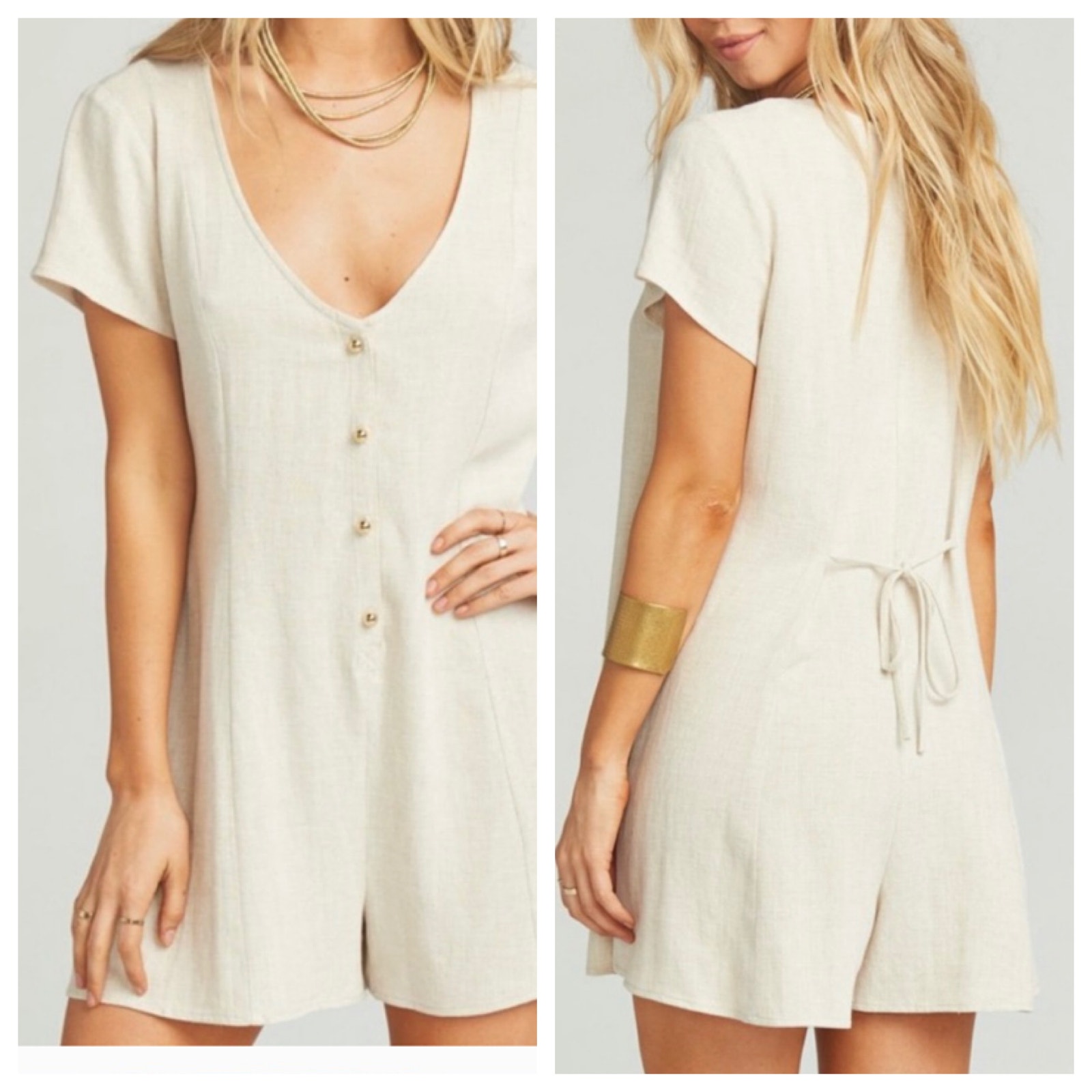 Show Me Your Mumu Linen Blend Glenn Romper Sz Xs